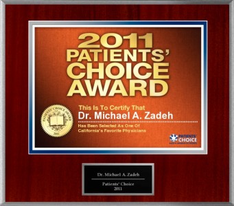Dr. Michael Zadeh selected for 2011 Patients' Choice Award